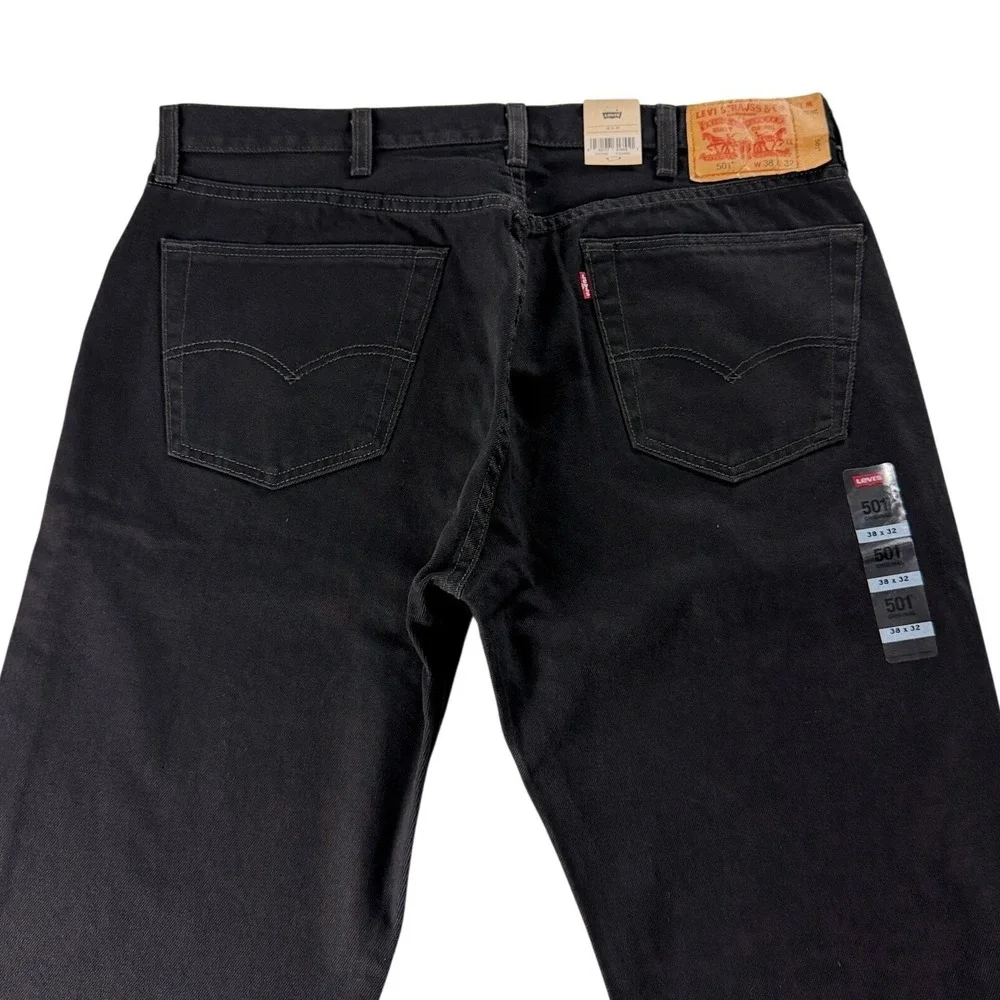Levi's‎ 501 Original Jeans Mens 38x32 Black Button Fly Straight Leg NWT
